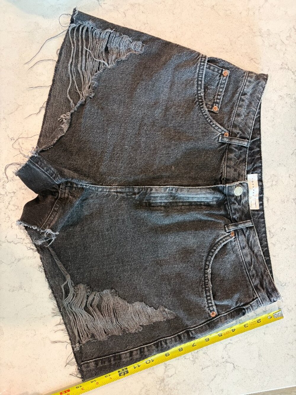 Topshop Black Denim Distressed Shorts